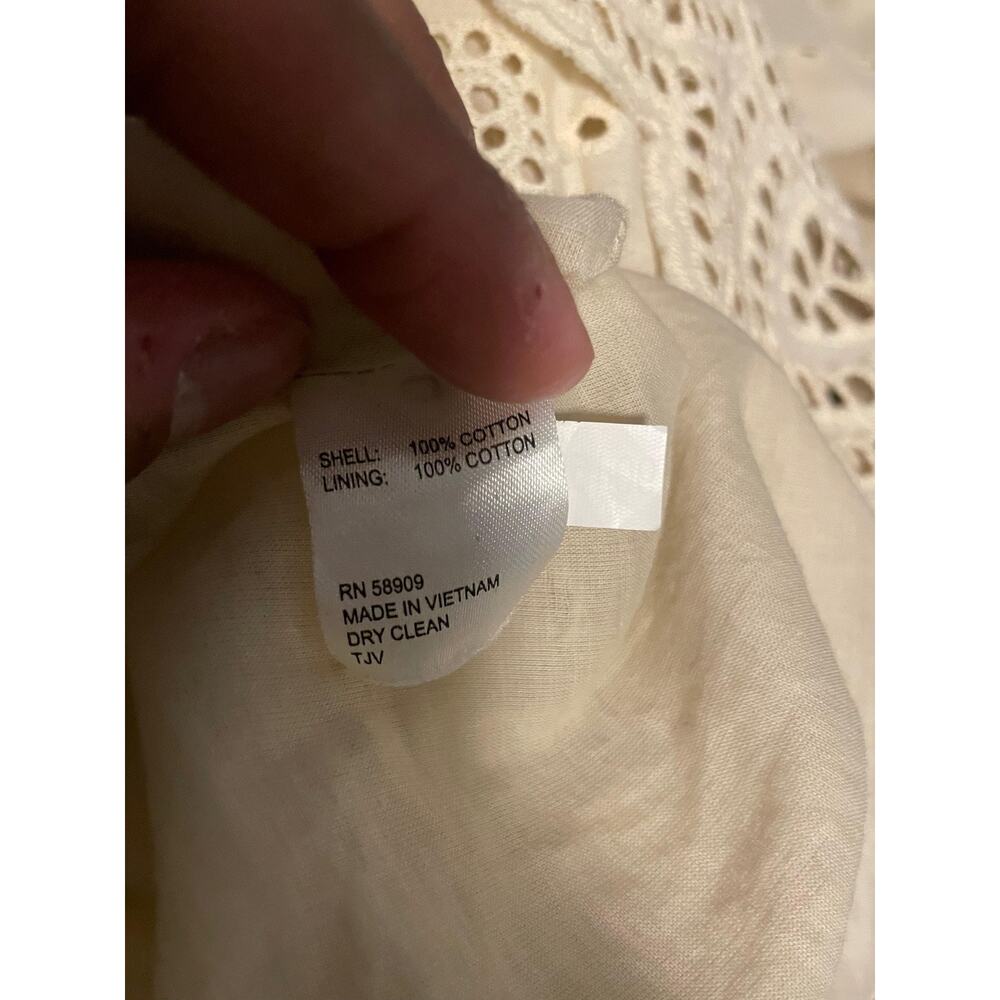 Antonio Melani Dress Womens Size 14 White Eyelet Lace Maxi Sundress Flutter Boho - Picture 4 of 8